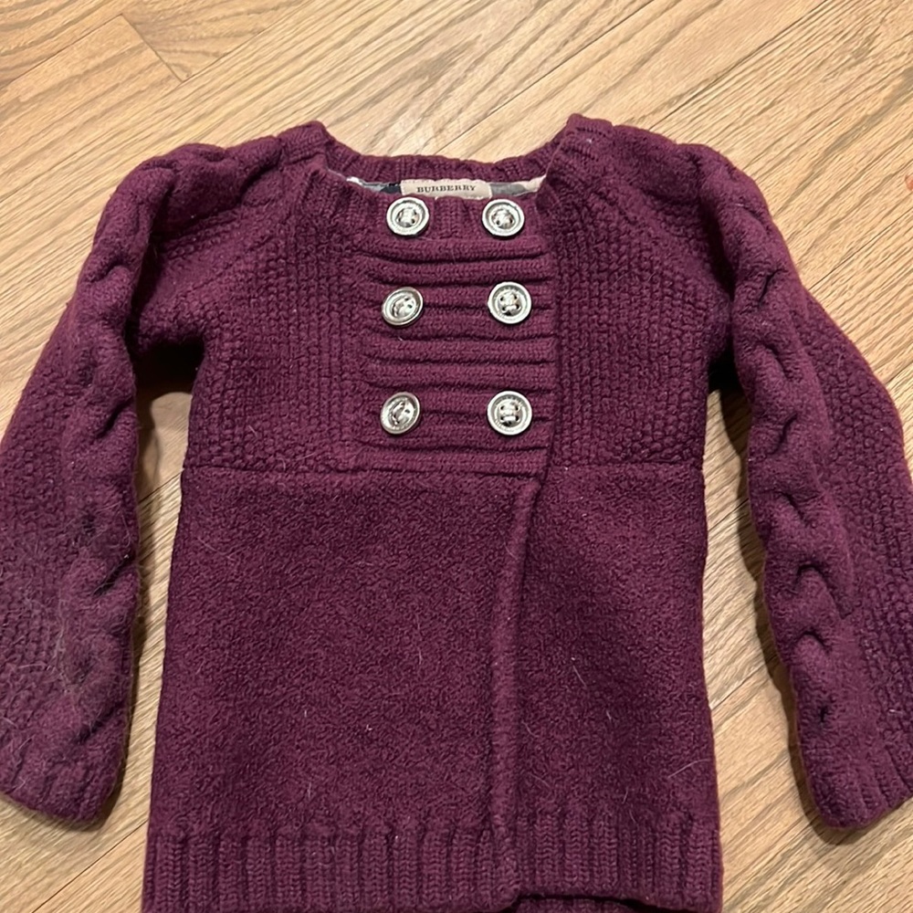 Girls Burberry thick burgundy sweater size 4.